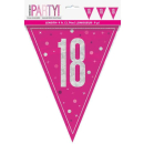 UNIQUE GLITZ PINK HAPPY 18TH BIRTHDAY FLAG BANNER 9FT