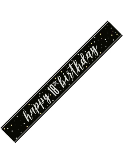 UNIQUE GLITZ BLK HAPPY 18TH BIRTHDAY BANNER