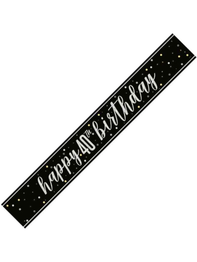 UNIQUE GLITZ BLACK 40TH PRISM BANNER 9FT