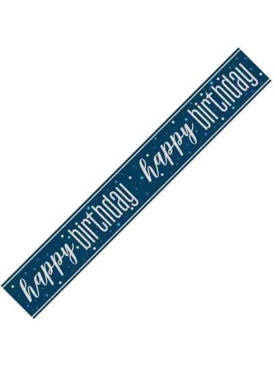 UNIQUE GLITZ BLUE HAPPY BDAY PRISM BANNER 9FT