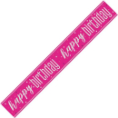UNIQUE GLITZ PINK HAPPY BIRTHDAY PRISM BANNER 9FT