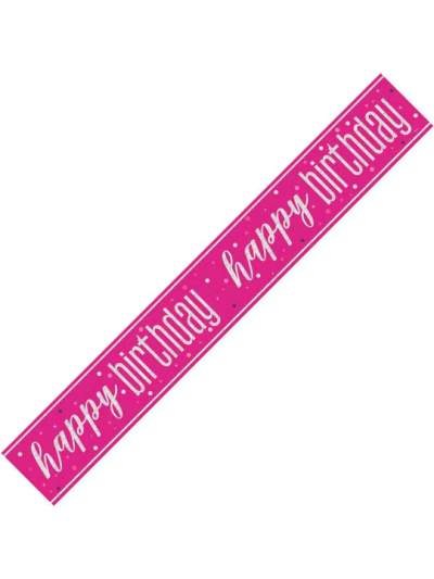 UNIQUE GLITZ PINK HAPPY BIRTHDAY PRISM BANNER 9FT