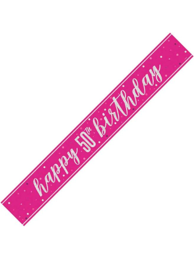 UNIQUE GLITZ PINK 50TH PRISM BANNER 9FT