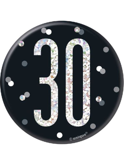 UNIQUE 3IN BDAY GLITZ BLK 3IN BADGE-30TH