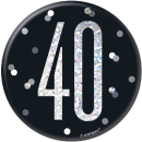 UNIQUE BDAY GLITZ BLK 3IN BADGE-40TH