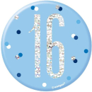UNIQUE BDAY GLITZ BLUE 3IN BADGE-16TH
