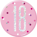 UNIQUE BDAY GLITZ PINK 3IN BADGE-18TH