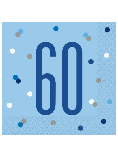UNIQUE 16 GLITZ BLUE LUN NAPKIN-60TH
