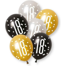UNIQUE 6 12IN GLITZ BLACK 18TH PEARL BALLOONS