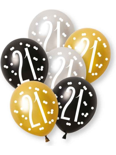 UNIQUE 6 12IN GLITZ BLACK 21ST PEARL BALLOONS