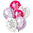 UNIQUE 6 12IN GLITZ PINK 40TH PEARL BALLOONS