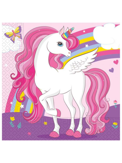 UNICORN RAINBOW COLOUR NAPKINS PK20