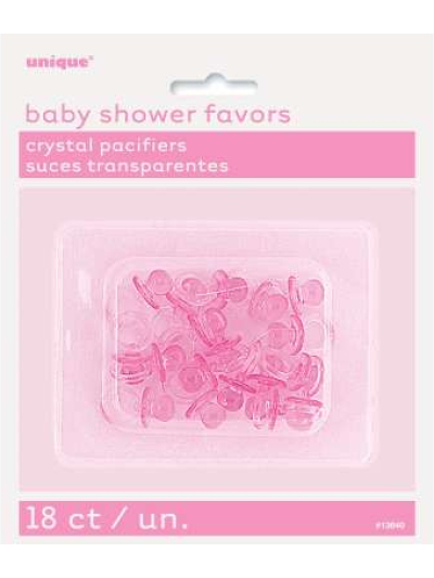 UNIQUE PINK CRYSTAL 1IN PACIFIERS PK18
