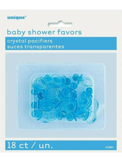 UNIQUE BLUE CRYSTAL 1IN PACIFIERS PK18