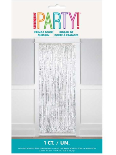 UNIQUE SILVER FRINGE DOOR CURTAIN 3.25X6.5FT