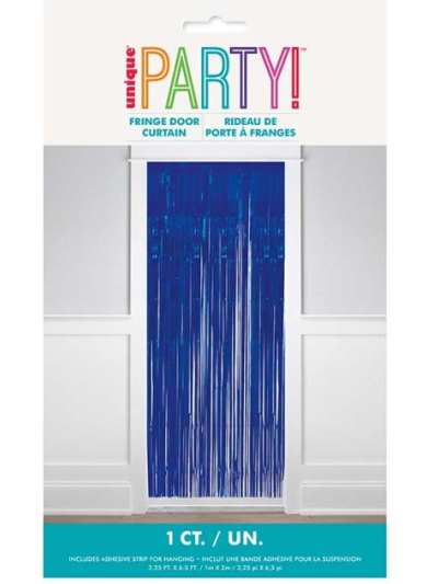 UNIQUE ROYAL BLUE FOIL FRINGE DOOR CURTAIN 3.25X6.5FT