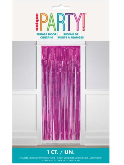UNIQUE HOT PINK FOIL FRINGE DOOR CURTAIN 3.25X6.5FT