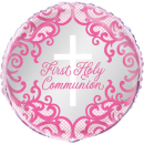 UNIQUE 18IN PINK CROSS HOLY COMMUNION FOIL