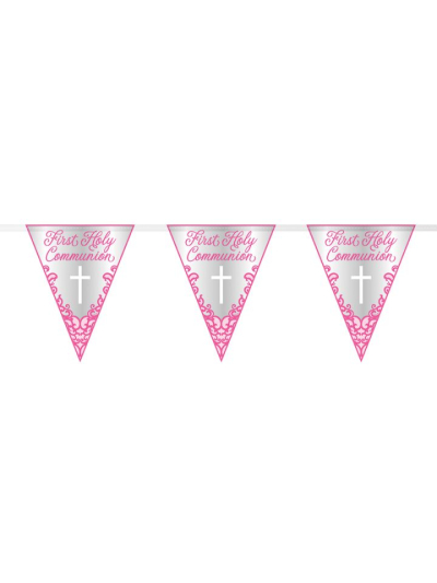 UNIQUE FANCY PINK CROSS CONFIRMATION FLAG BANNER 9FT