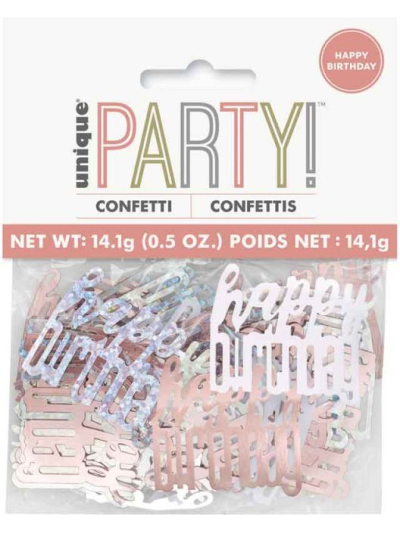 UNIQUE GLITZ ROSE GOLD HAPPY BIRTHDAY CONFETTI 5OZ