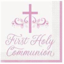 UNIQUE PINK HOLY CROSS FIRST HOLY COMMUNION LUNCHEON NAPKINS PK16