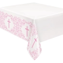 UNIQUE PINK HOLY CROSS RECT PLASTIC TABLECOVER 54X84IN