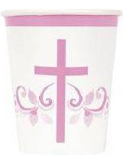 UNIQUE PINK HOLY CROSS 9OZ CUPS PK8
