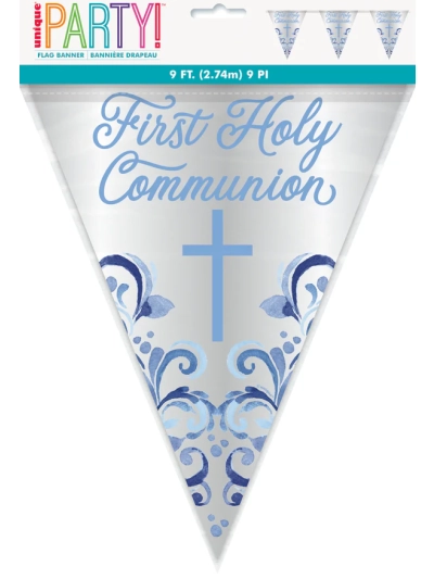 UNIQUE BLUE HOLY CROSS COMMUNION FLAG BANNER 9FT