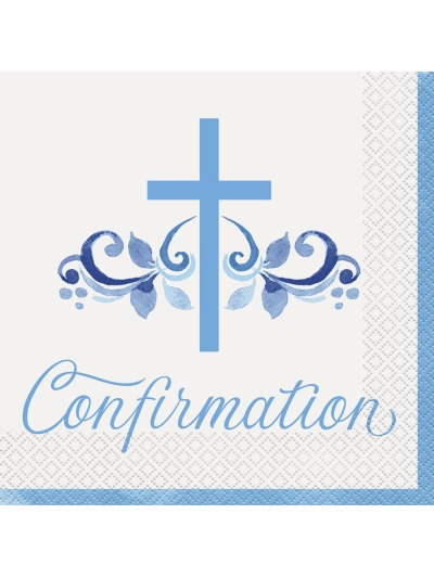 UNIQUE BLUE HOLY CROSS CONFIRMATION LUNCHEON NAPKINS PK16