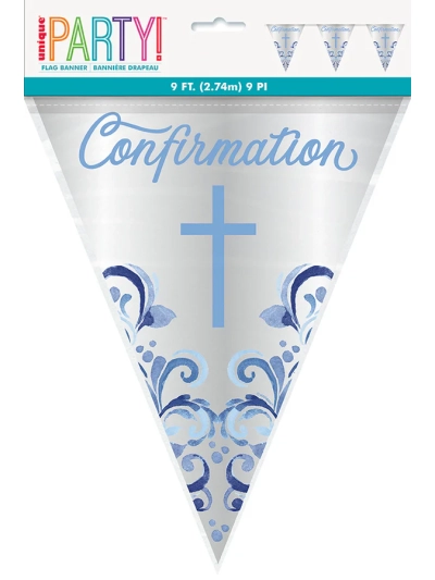 UNIQUE BLUE HOLY CROSS CONFIRMATION FLAG BANNER 9FT