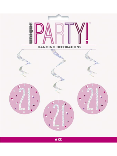 UNIQUE 6 GLITZ PINK 21ST HANG SWIRL 32"