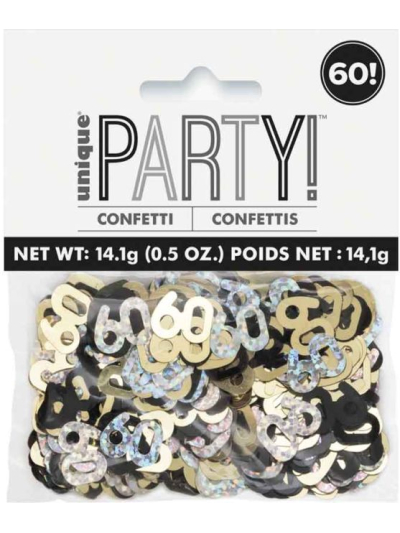 UNIQUE GLITZ BLK 60TH CONFETTI 5OZ