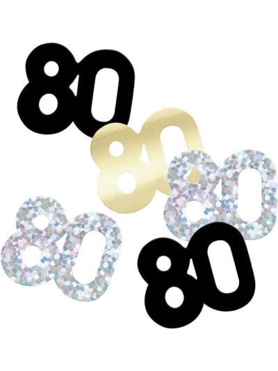 UNIQUE GLITZ BLK 80TH CONFETTI 5OZ