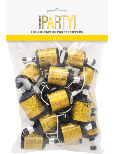 UNIQUE 20 GOLD HOLOGRAPHIC POPPERS