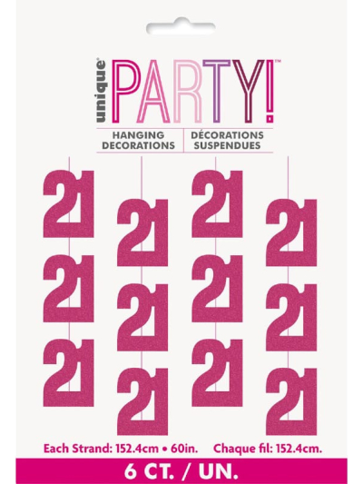 UNIQUE GLITZ PINK 21ST HANG DECOR 5FT