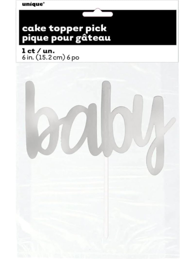 UNIQUE SILVER BABY SHOWER CAKE TOPPER