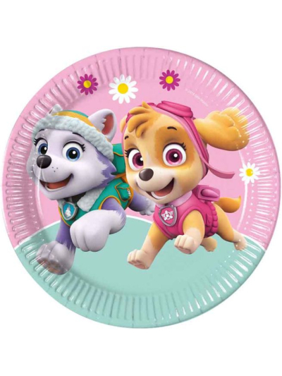 PAW PATROL SKYE AND EVEREST PAPER PLATES 23CM PK8