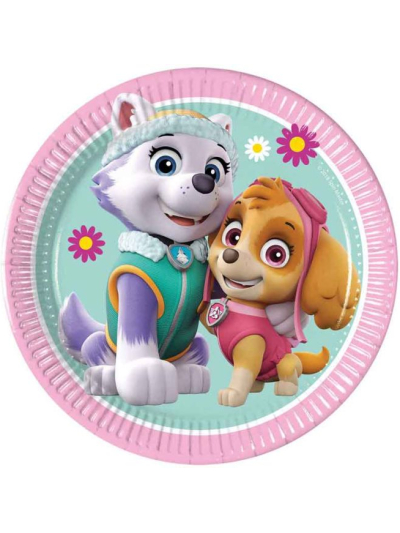 PAW PATROL SKYE AND EVEREST PAPER PLATES 20CM PK8