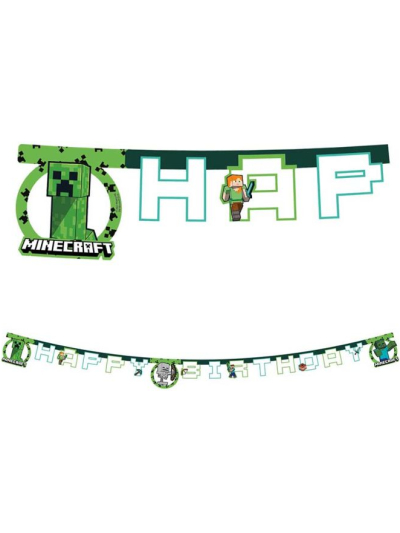 MINECRAFT PAPER HAPPY BIRTHDAY LETTER BANNER 1PC