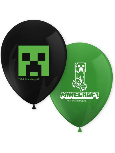 MINECRAFT PRINTED 11IN LATEX BALLOONS PK8