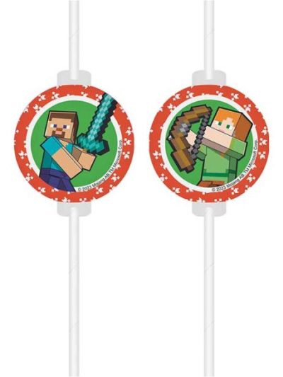 MINECRAFT PAPER STRAWS PK4