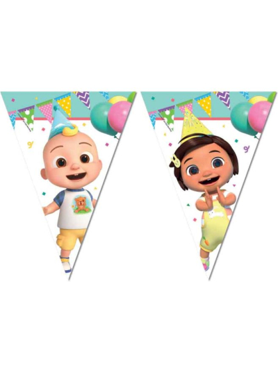 COCOMELON BIRTHDAY PAPER FLAG BANNER