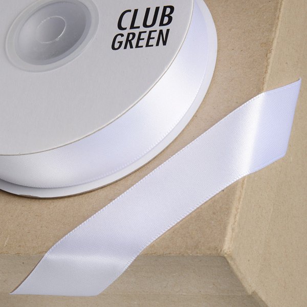 DELUXE SATIN RIBBON 15MMX25 WHITE