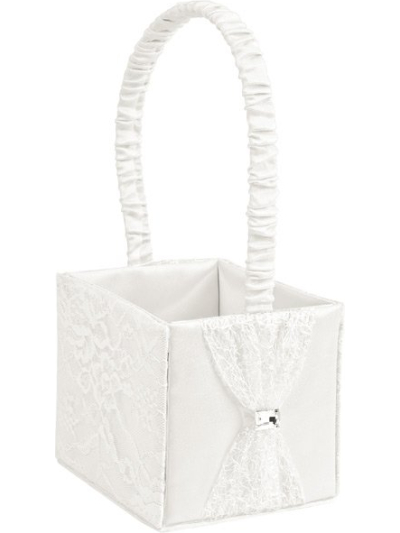 CLUB GREEN WHITE SQ. LACE BRIDESMAID BASKET
