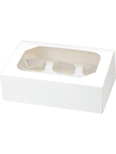 CLUB GREEN 6 PIECE CUPCAKE/MUFFIN BOX WHITE